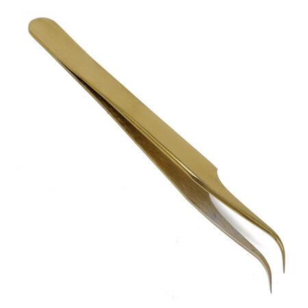 A2Z Scilab Volume Eyelash Lash Fine Point Tweezers Strong Curve Gold Plated A2Z-ZR321